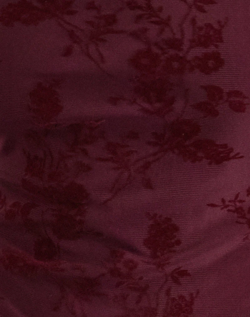 Jiniso Vest Top in Botanical Flower Flock Maroon - Image 6
