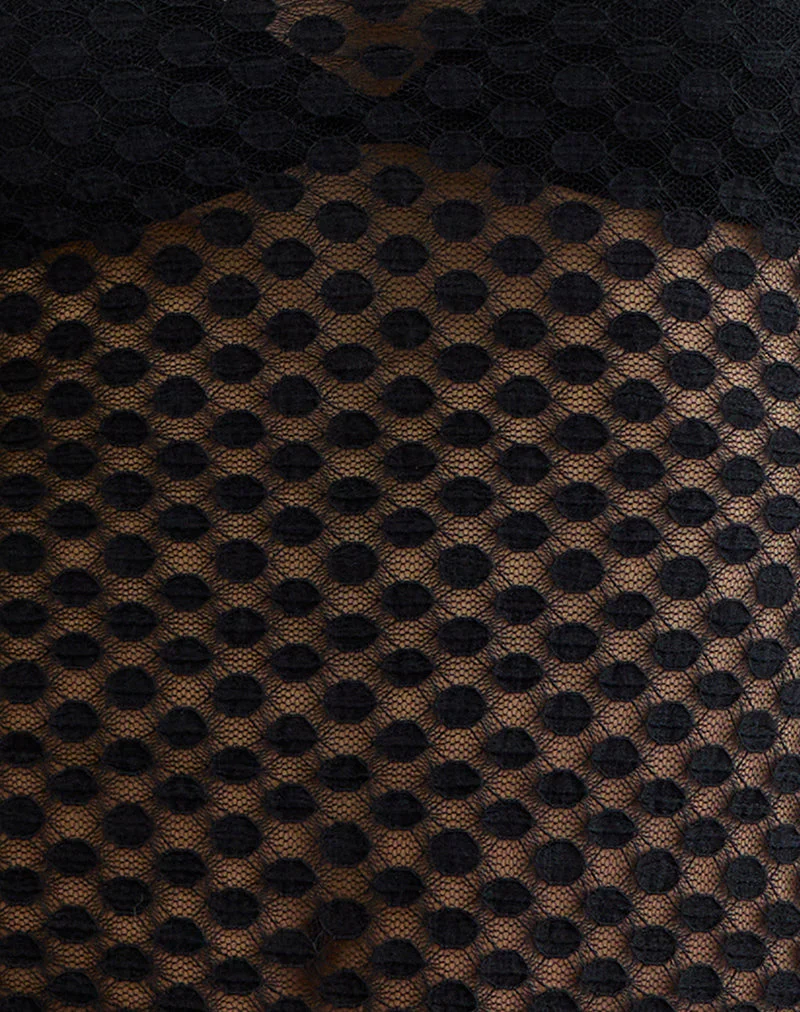 Jiwon Keyhole Top in Polka Lace Black - Image 6