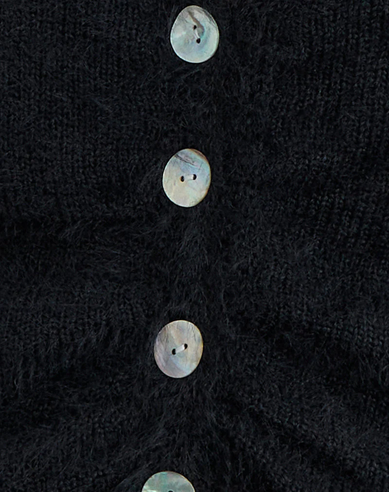 Jiyo Gathered Cardigan in Knit Black - Image 6
