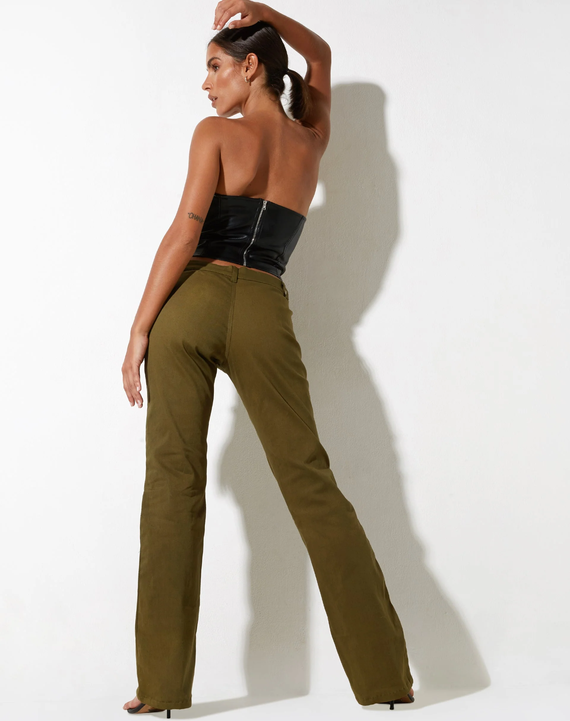 Jopan Trouser in Twill Dark Olive - Image 3