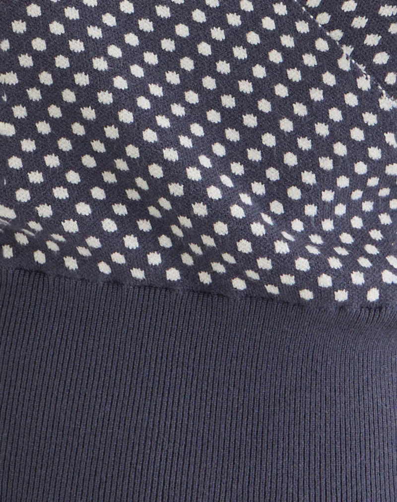 Josina Top in Knit Compact Polka Grey and Ivory - Image 6