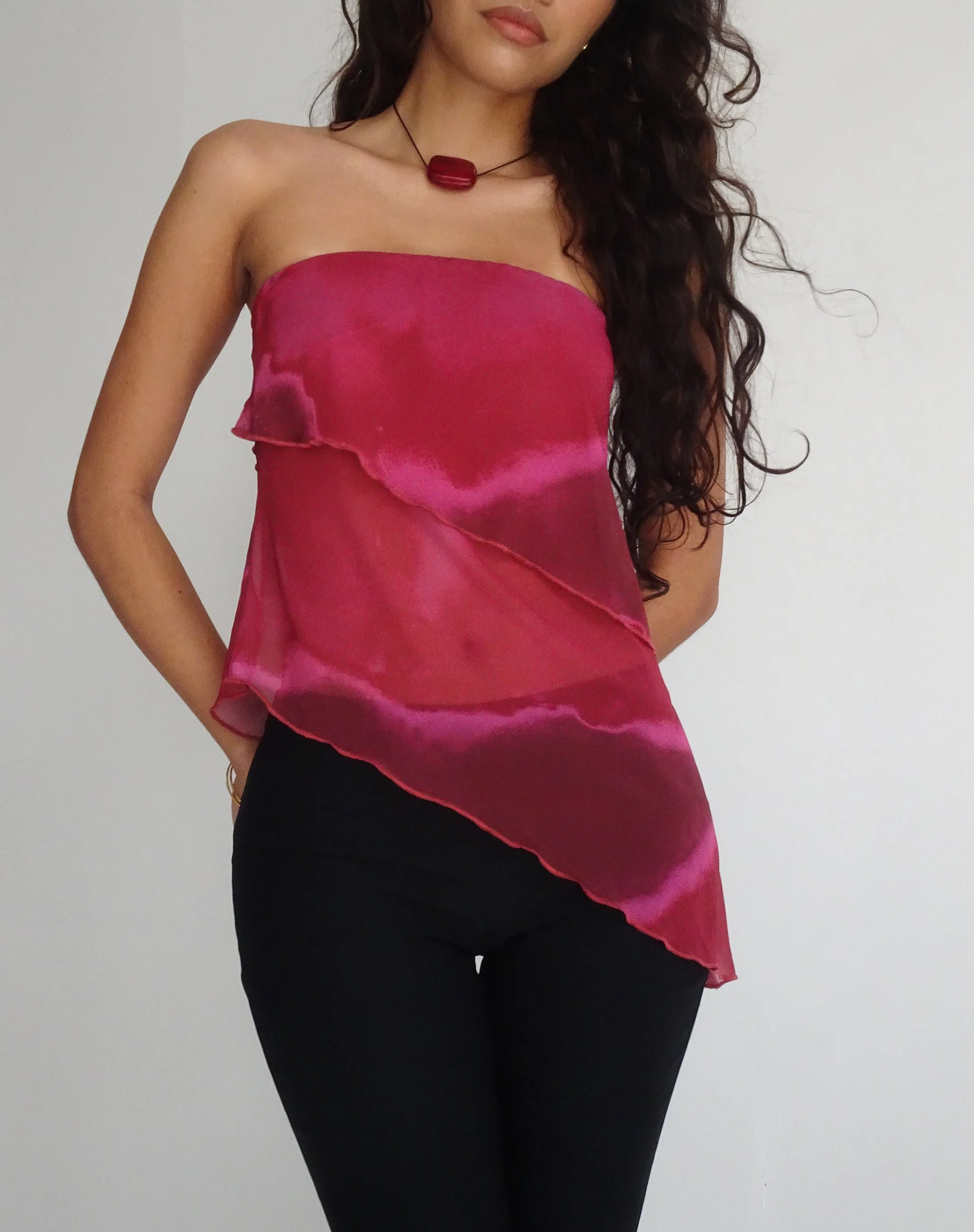 Joyce Longline Waterfall Tube Top in Plum Watercolour - Image 2