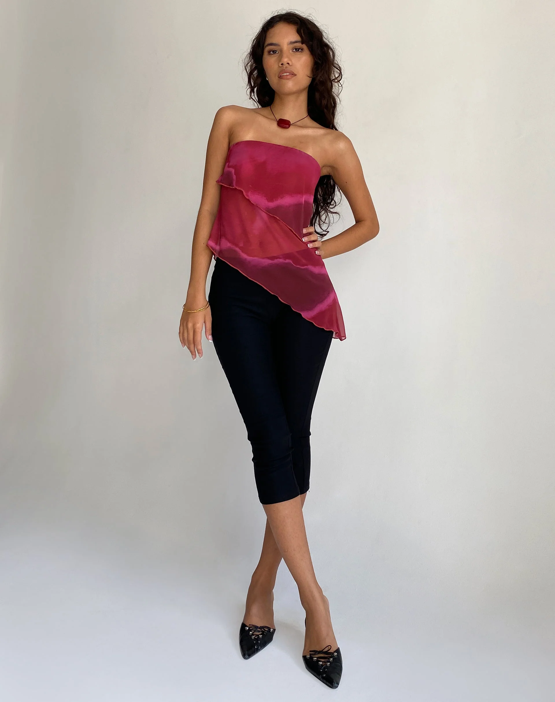 Joyce Longline Waterfall Tube Top in Plum Watercolour - Image 3