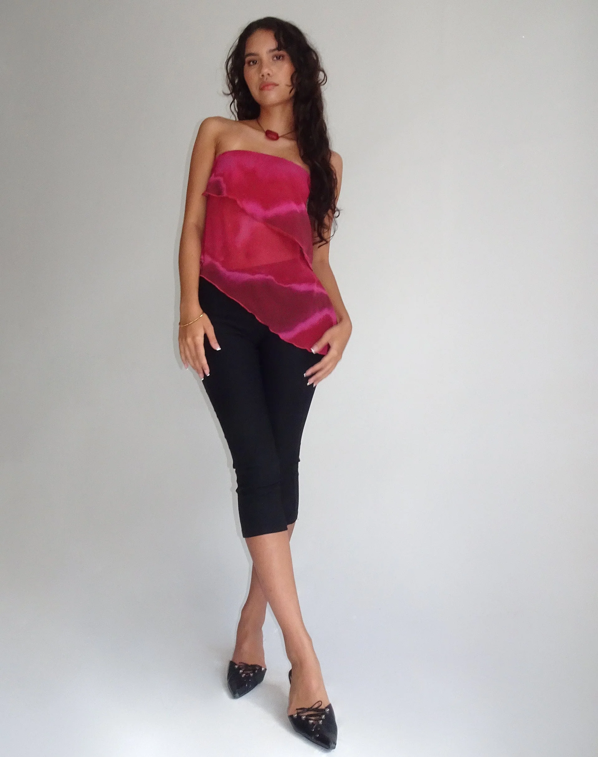 Joyce Longline Waterfall Tube Top in Plum Watercolour - Image 5