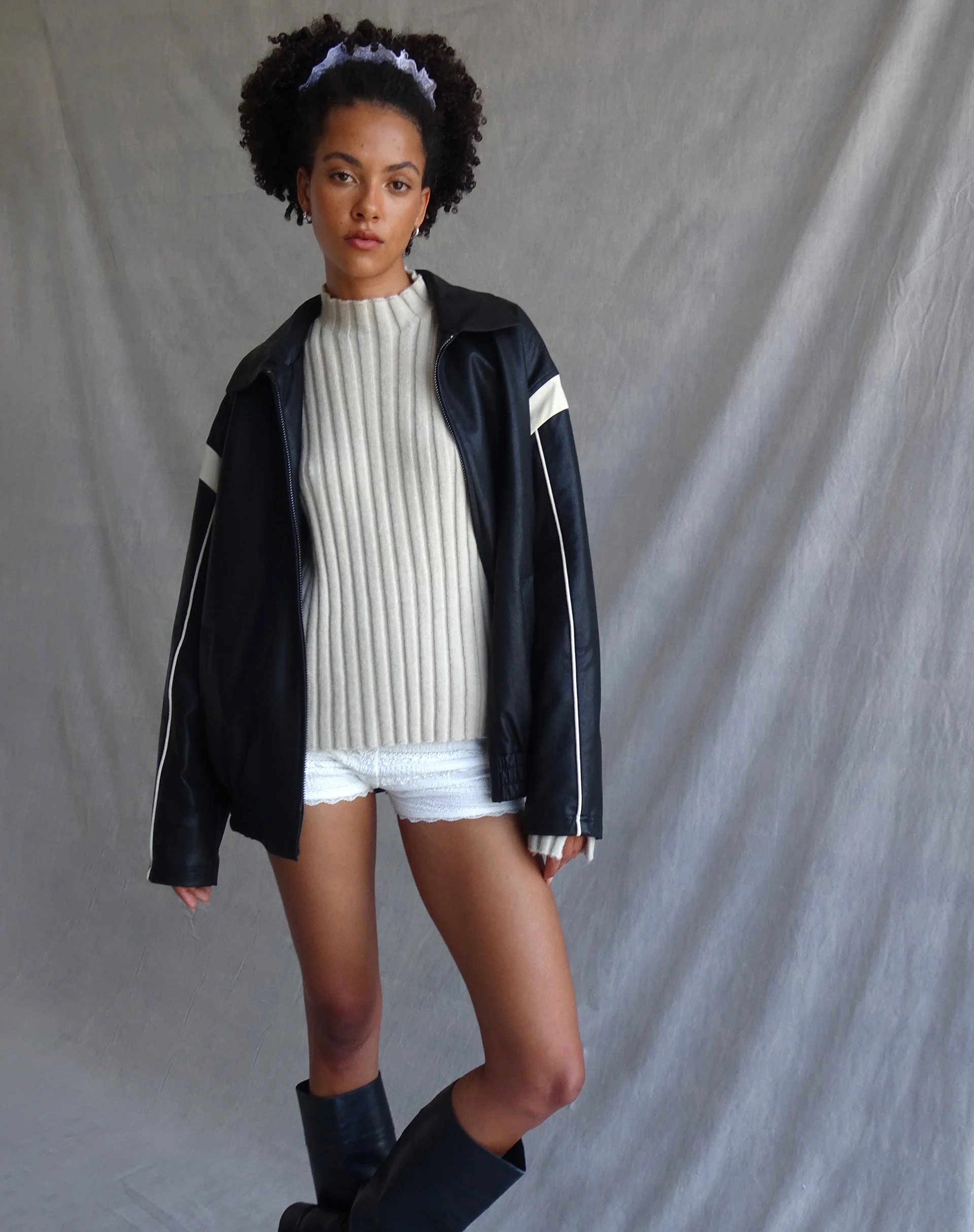 Judah Oversized Chunky Rib Knit Jumper in Ecru - Image 6