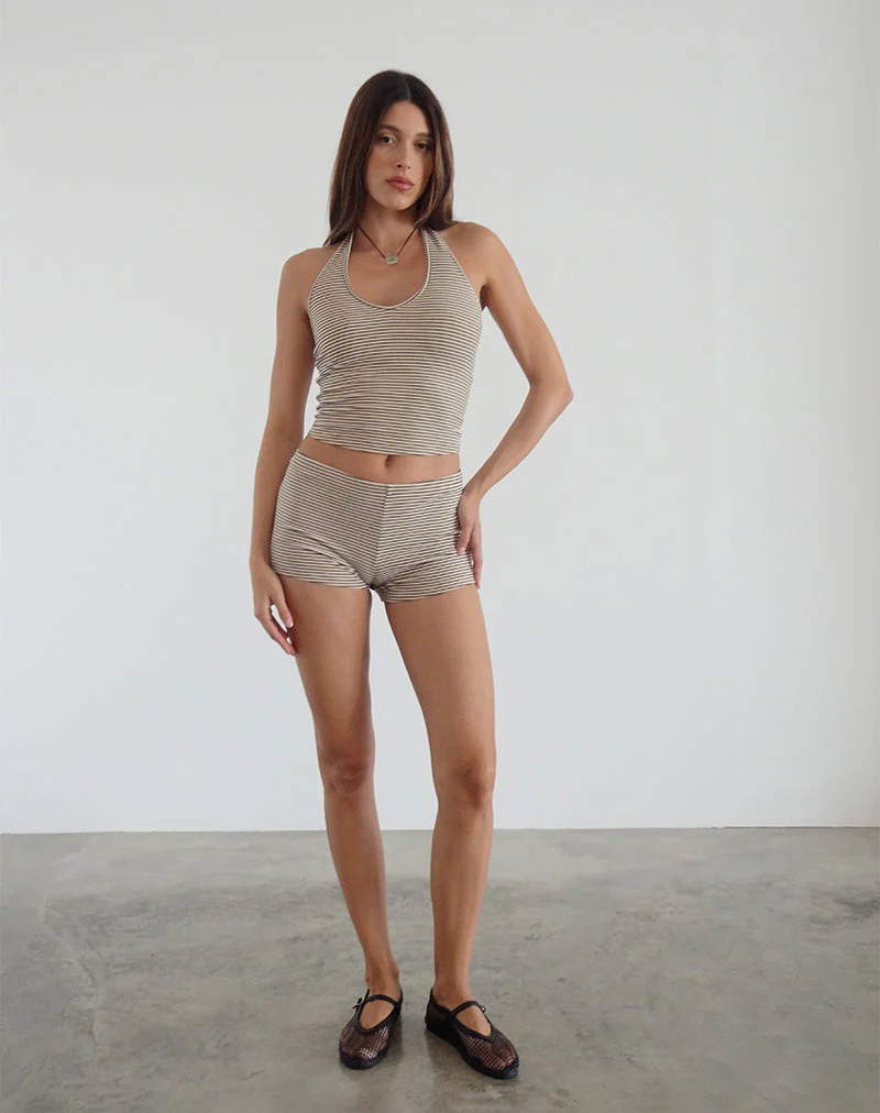 Jules Top in Stripe Jersey Neutral Brown - Image 4
