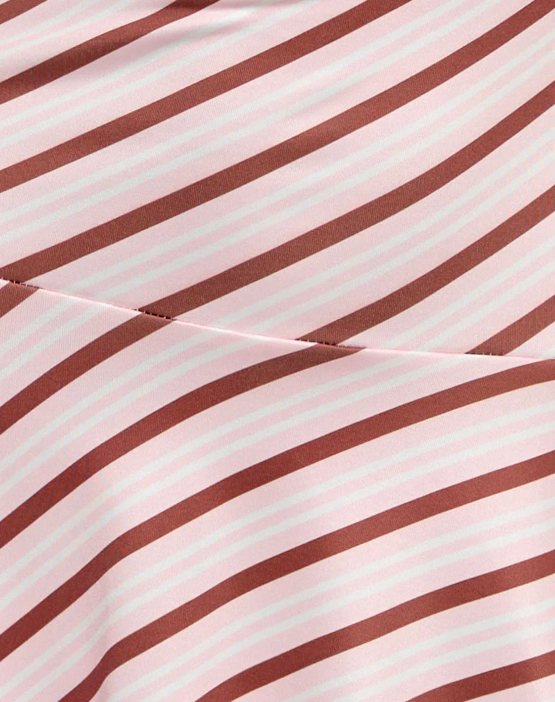 Kagari Mini Dress in Diagonal Stripe Pink - Image 7