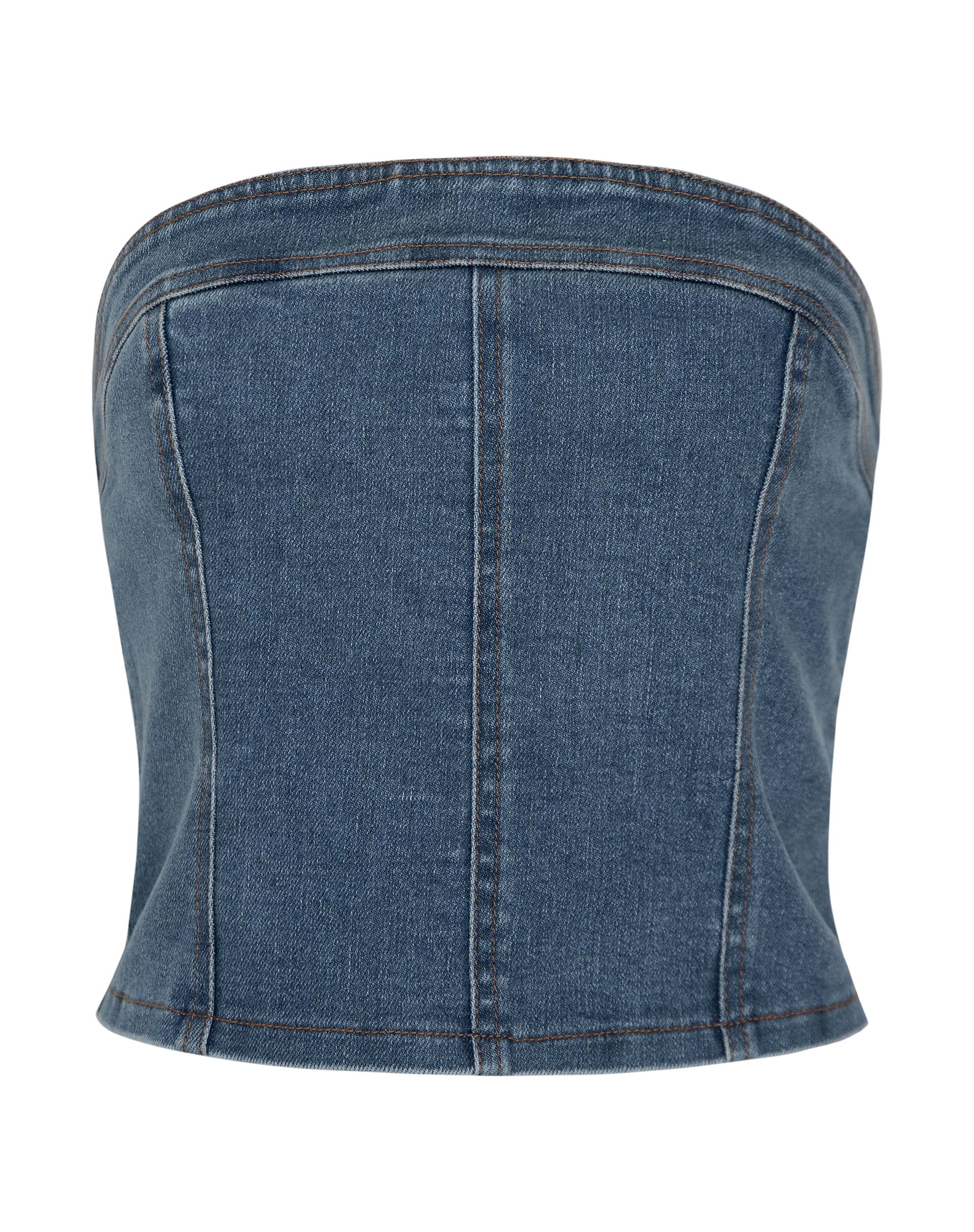 Kaiha Denim Bandeau Corset Top in Blue Wash - Image 5