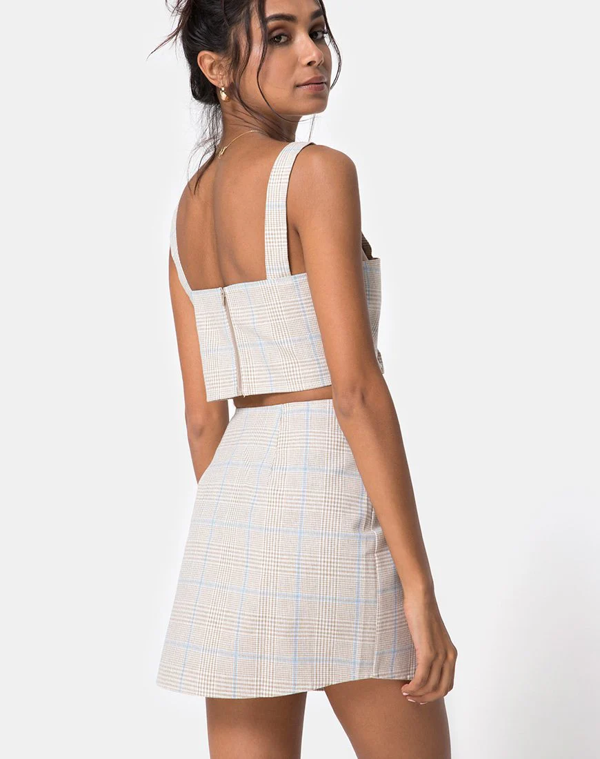 Kaira Crop Top in Tonal Plaid Almond - Image 4