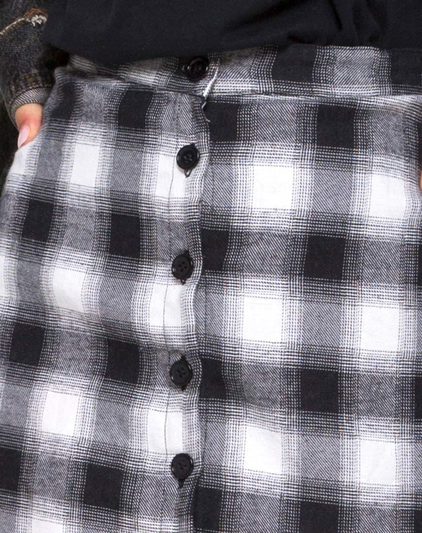 Kaisa Midi Skirt in Plaid Black and White - Image 5