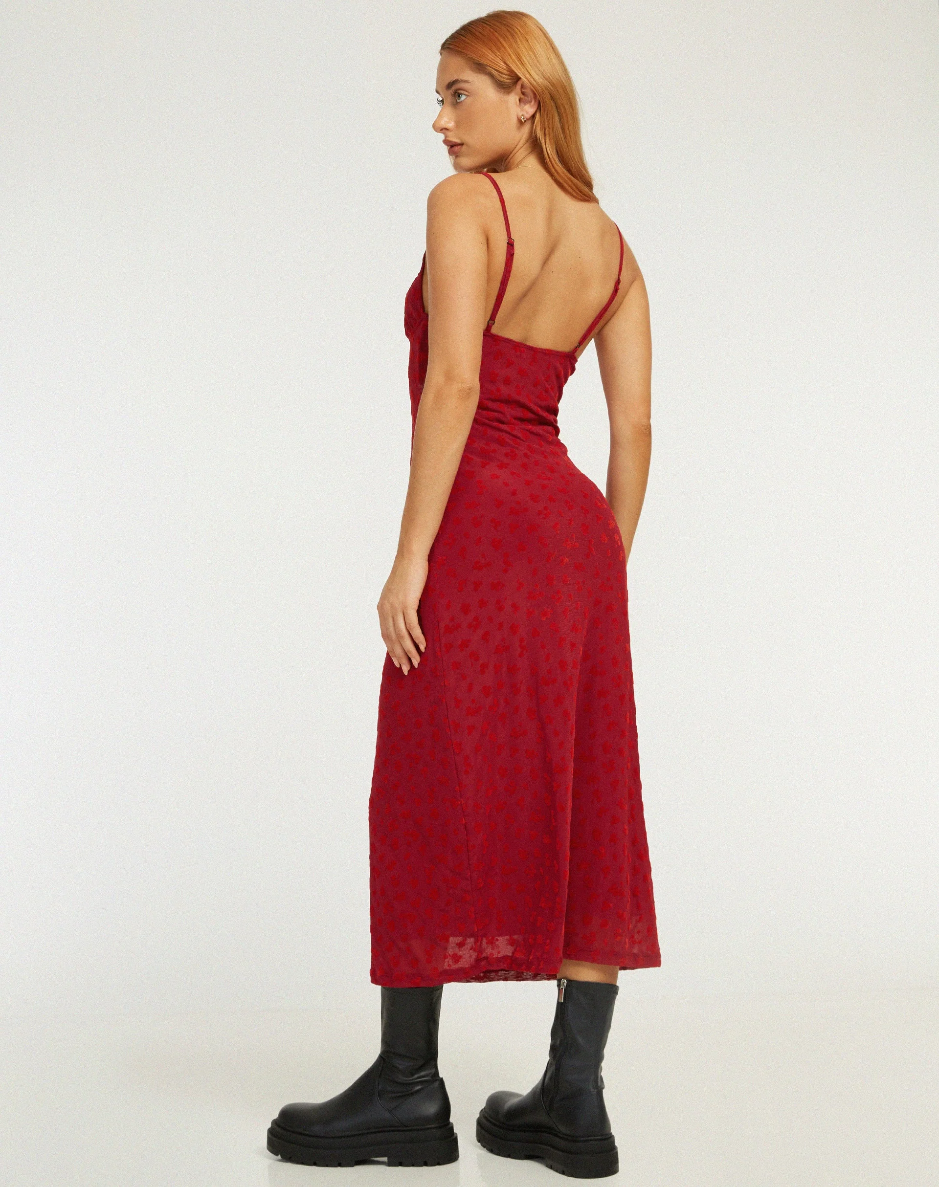Kalana Midi Dress in Red Flock Mesh - Image 2