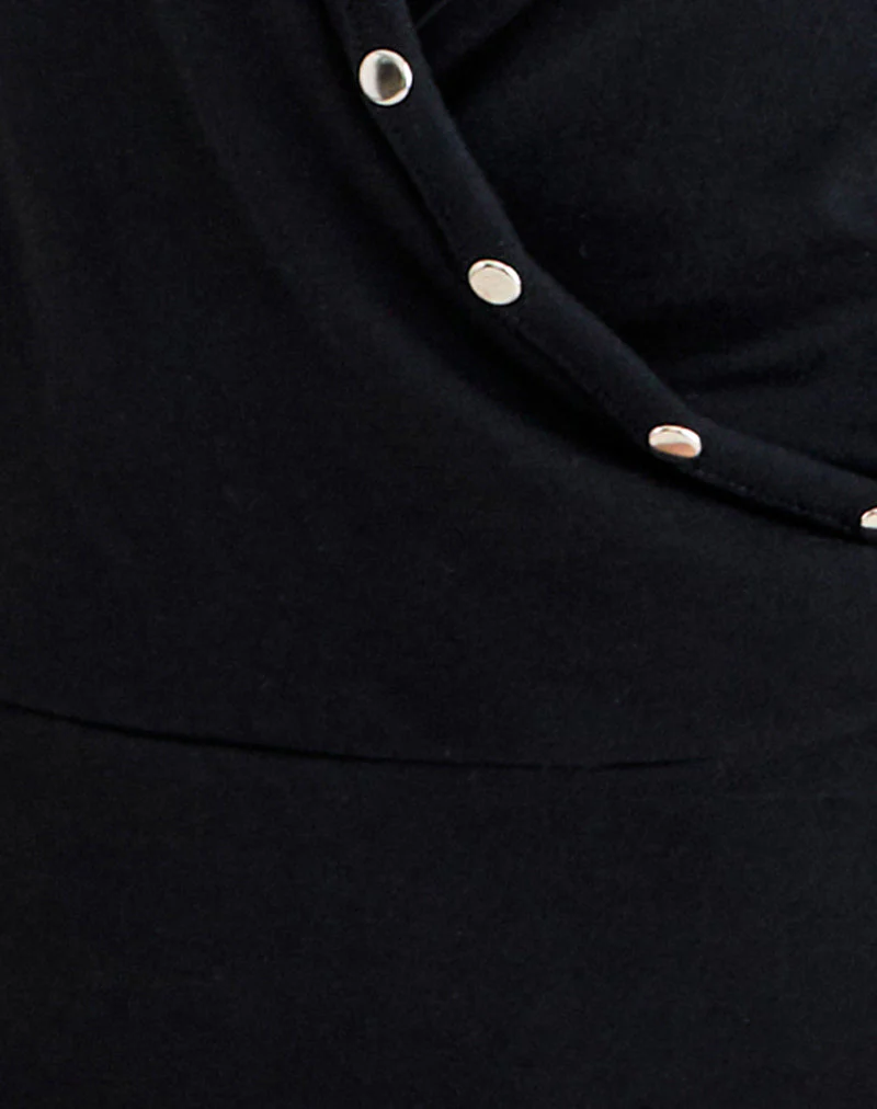 Kalei Cami Top in Rayon Jersey Black with Studs - Image 6