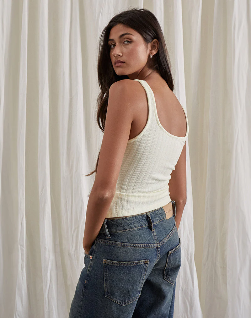 Kalinda Vest Top in Pointelle Ivory - Image 4