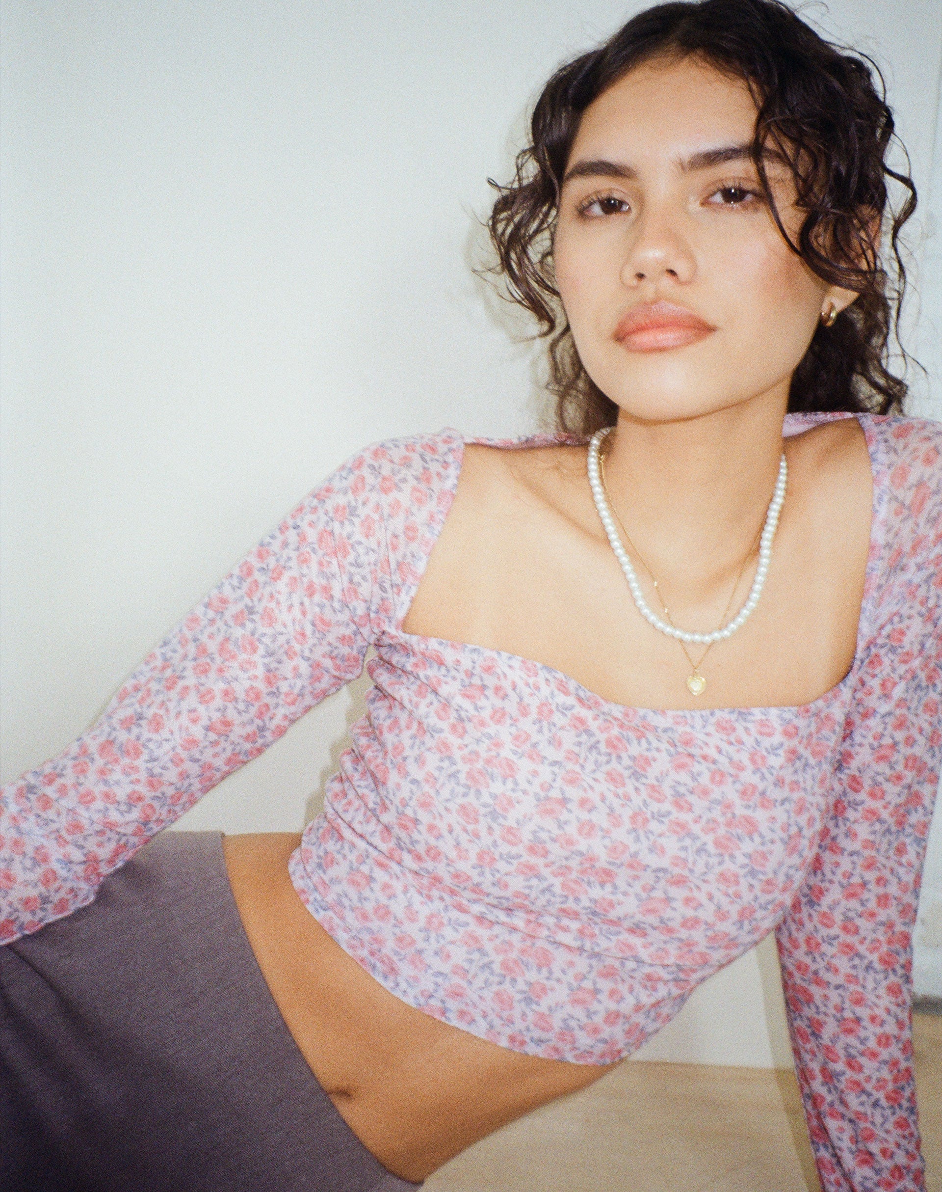 Kalisha Long Sleeve Top in Spring Rose Dusty Pink - Image 2