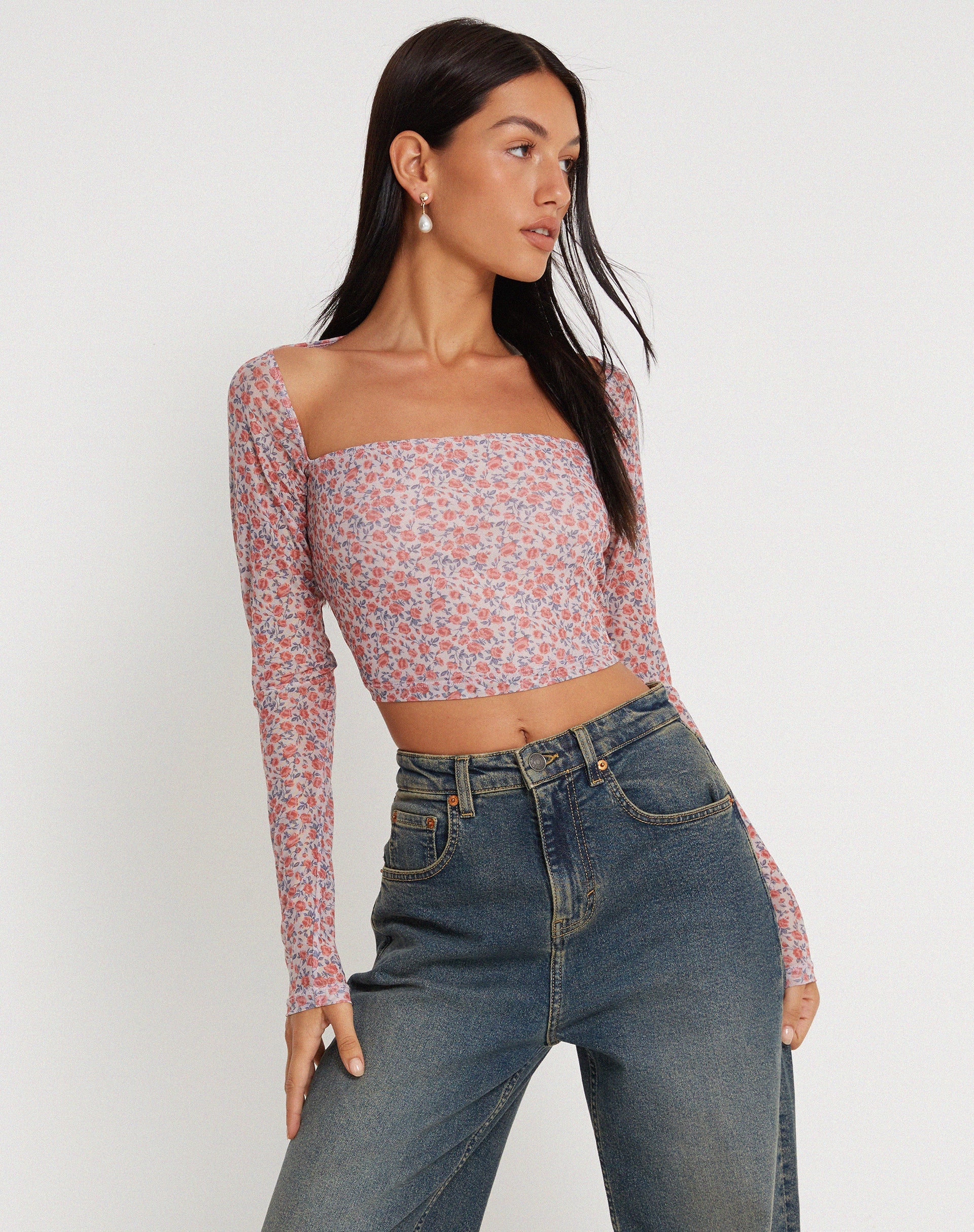 Kalisha Long Sleeve Top in Spring Rose Dusty Pink - Image 3
