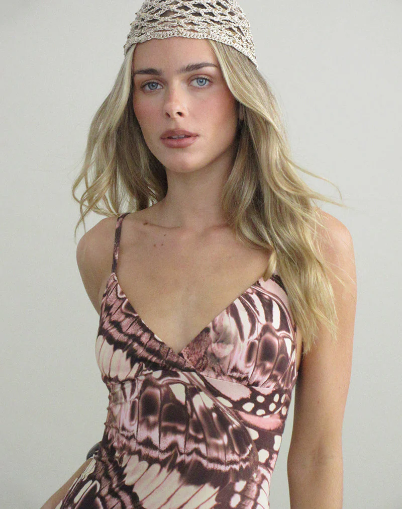Kalon Strappy Mini Dress in Enchanted Brown - Image 4