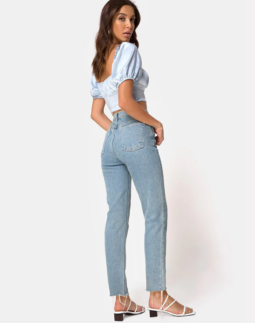 Kalua Crop Top in Satin Powder Blue - Image 4