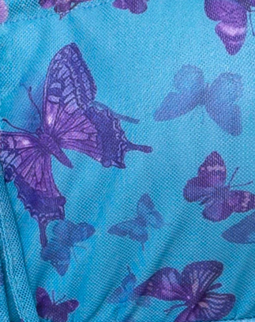Kamina Bodycon Dress in Mesh Butterfly Azure - Image 4