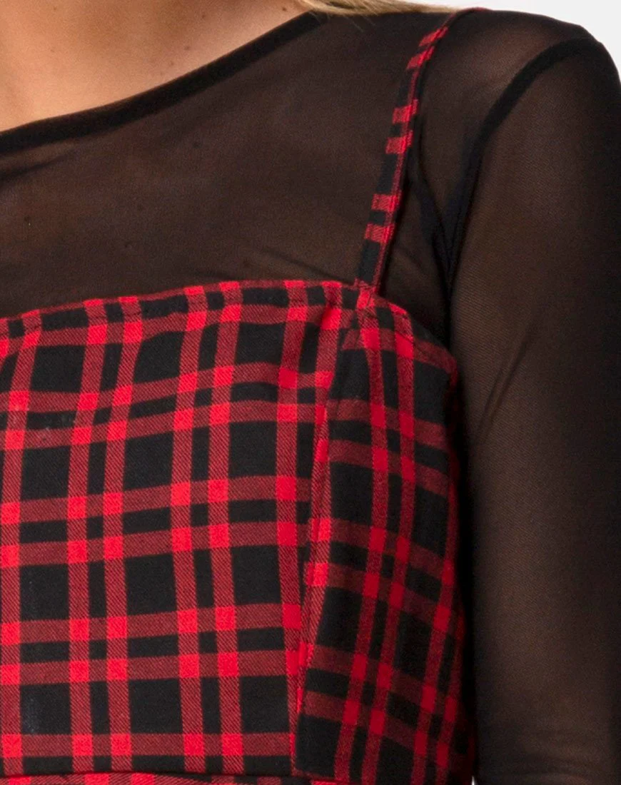 Kaoya Midi Dress in Check Red and Black - Image 5