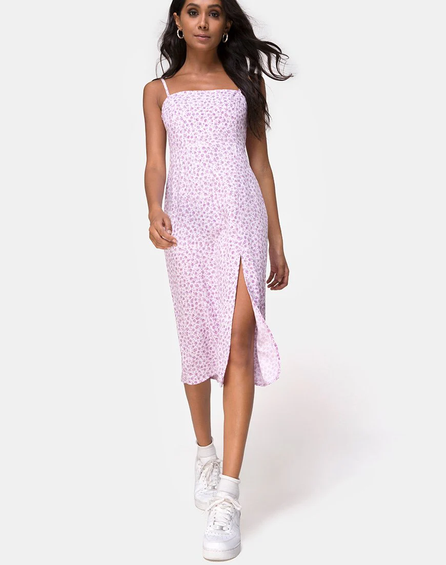 Kaoya Midi Dress in Ditsy Rose Lilac - Image 3
