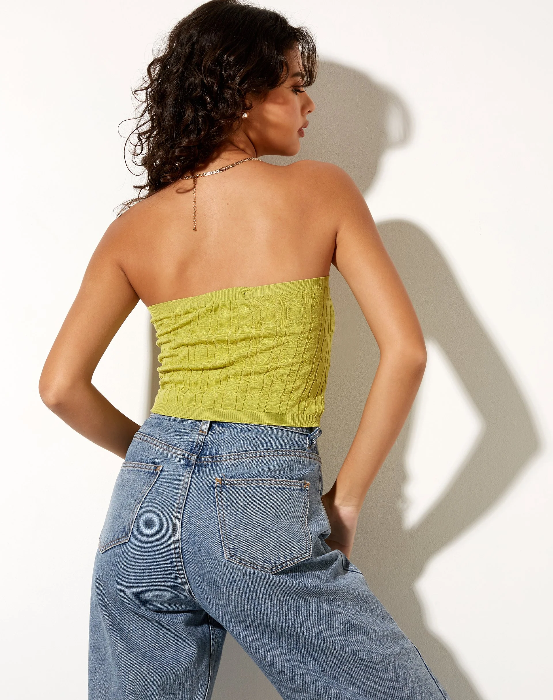 Karen Bandeau Top in Knit Olive - Image 3
