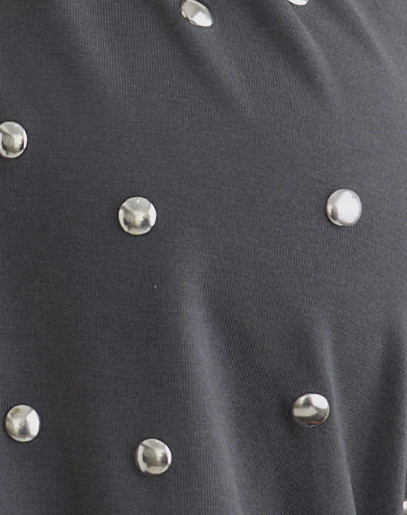 Karise Plunge Top in Cupro Charcoal Grey - Image 5