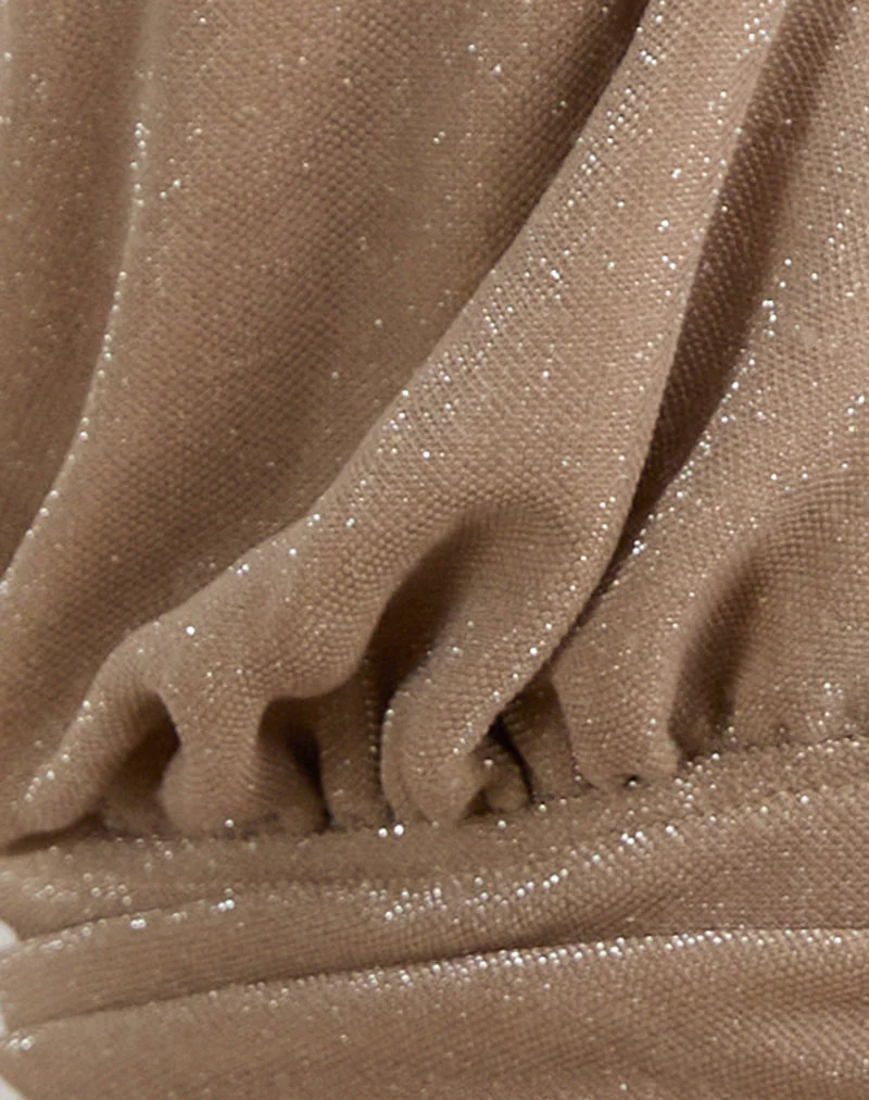 Karise Plunge Top in Glitter Lurex Mesh Cream - Image 6