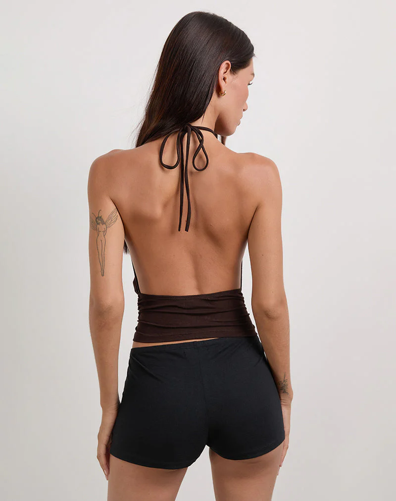 Karise Plunge Top in Rayon Bitter Chocolate - Image 4