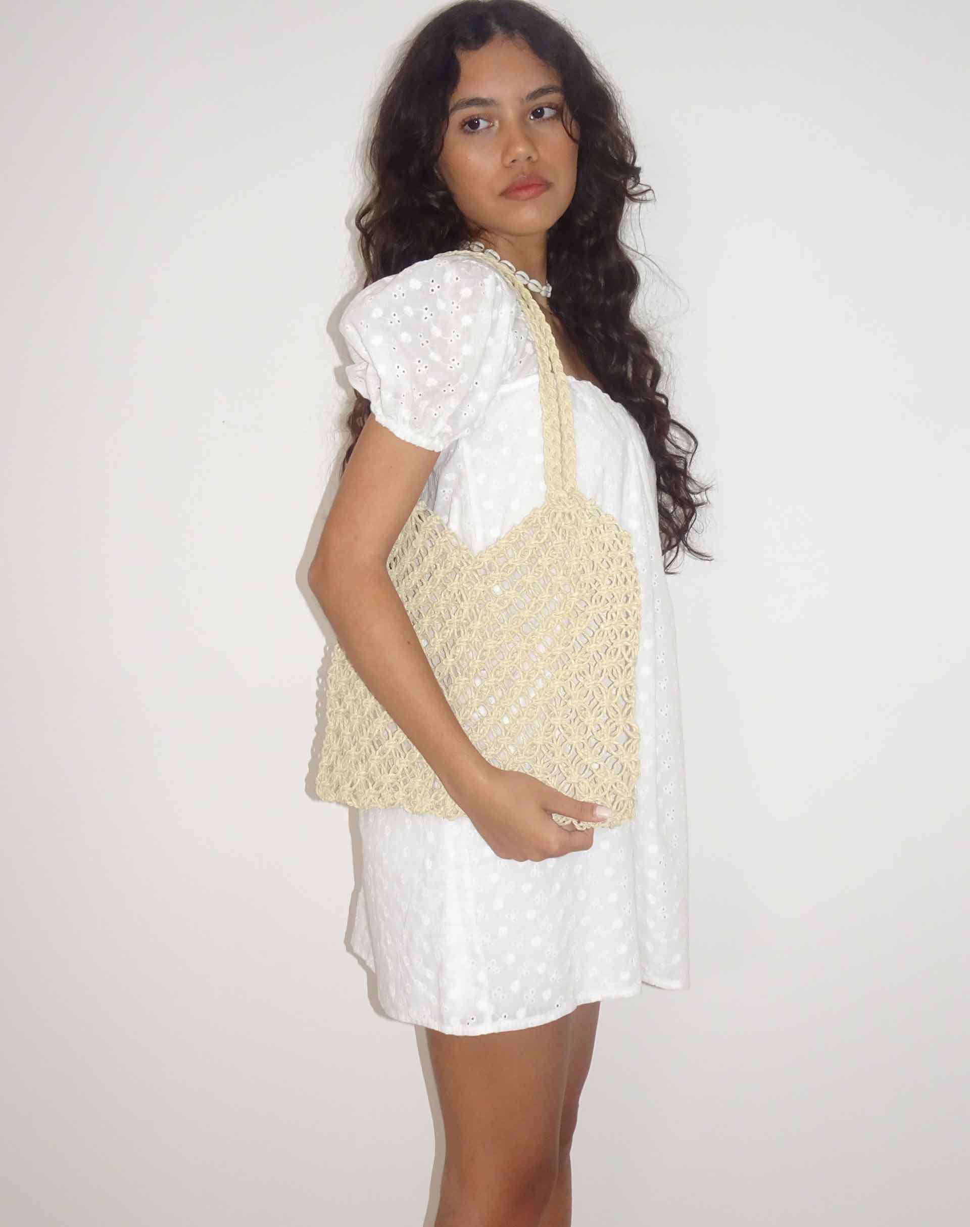 Karnavi Macrame Bag in Ivory - Image 3