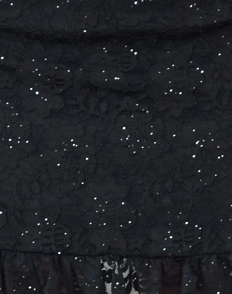 Karsya Mini Skirt in Black Sequin Lace - Image 6