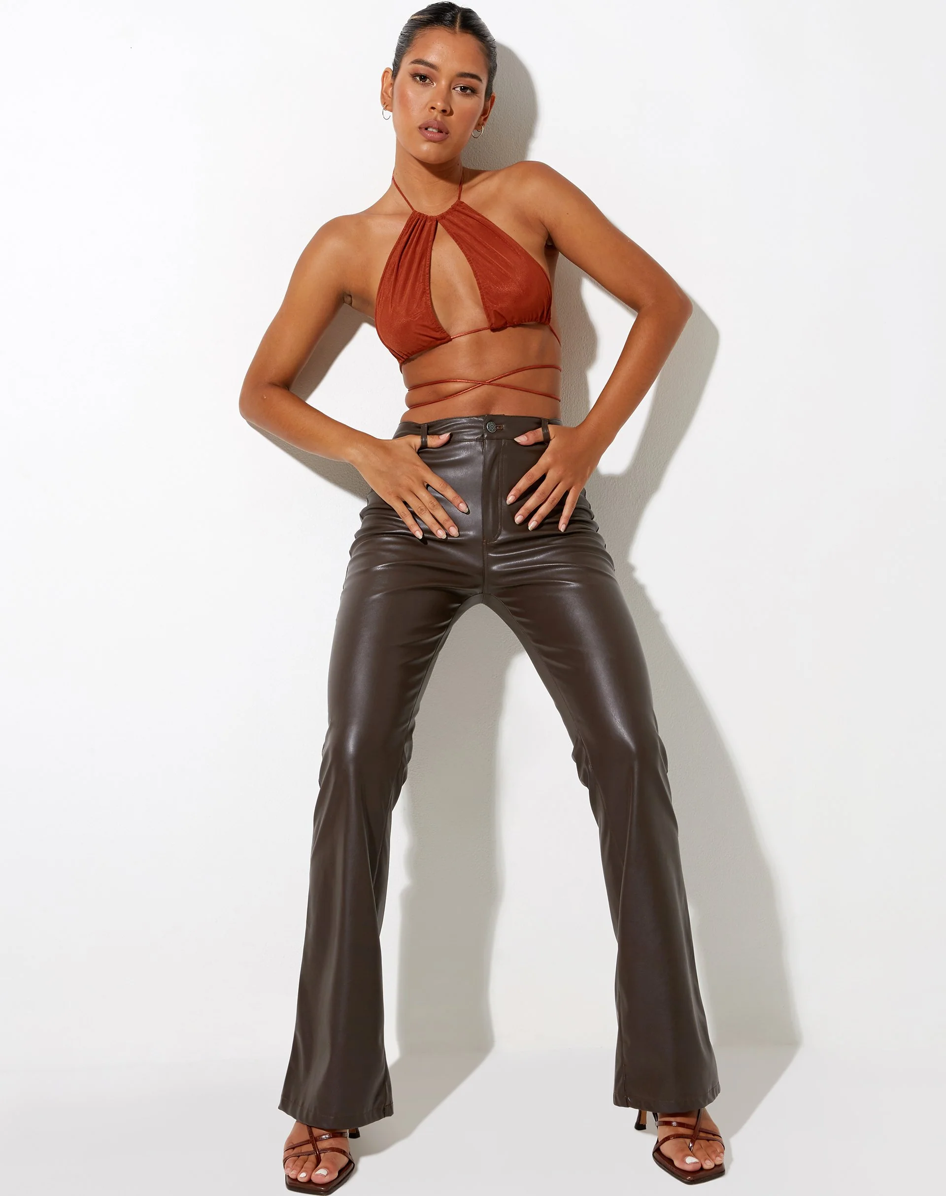 Karti Crop Top in Mesh Toffee - Image 3