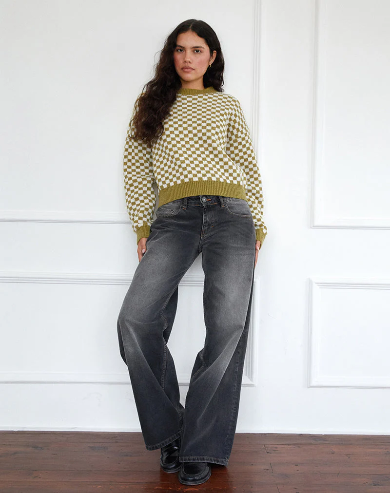 Karu Jumper in Check Green - Image 2