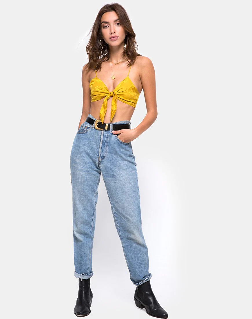 Kasen Bralet in Satin Mustard Rose - Image 3