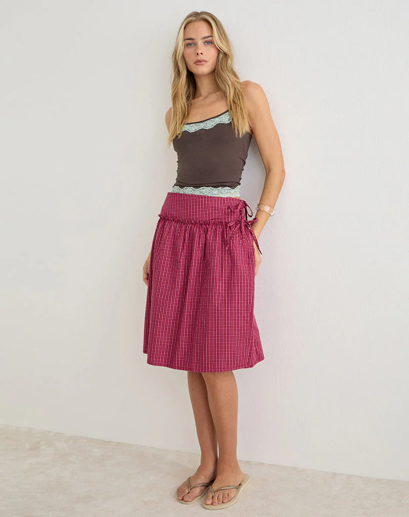 Kasma Skirt in Raspberry Shadow Check - Image 2