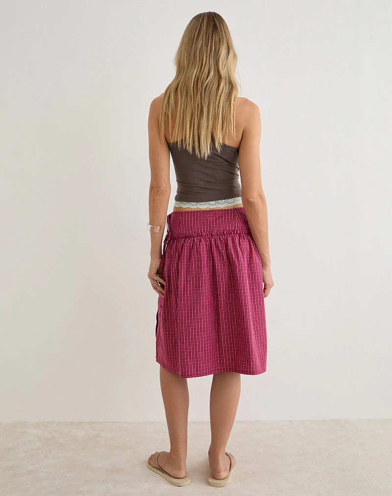 Kasma Skirt in Raspberry Shadow Check - Image 5