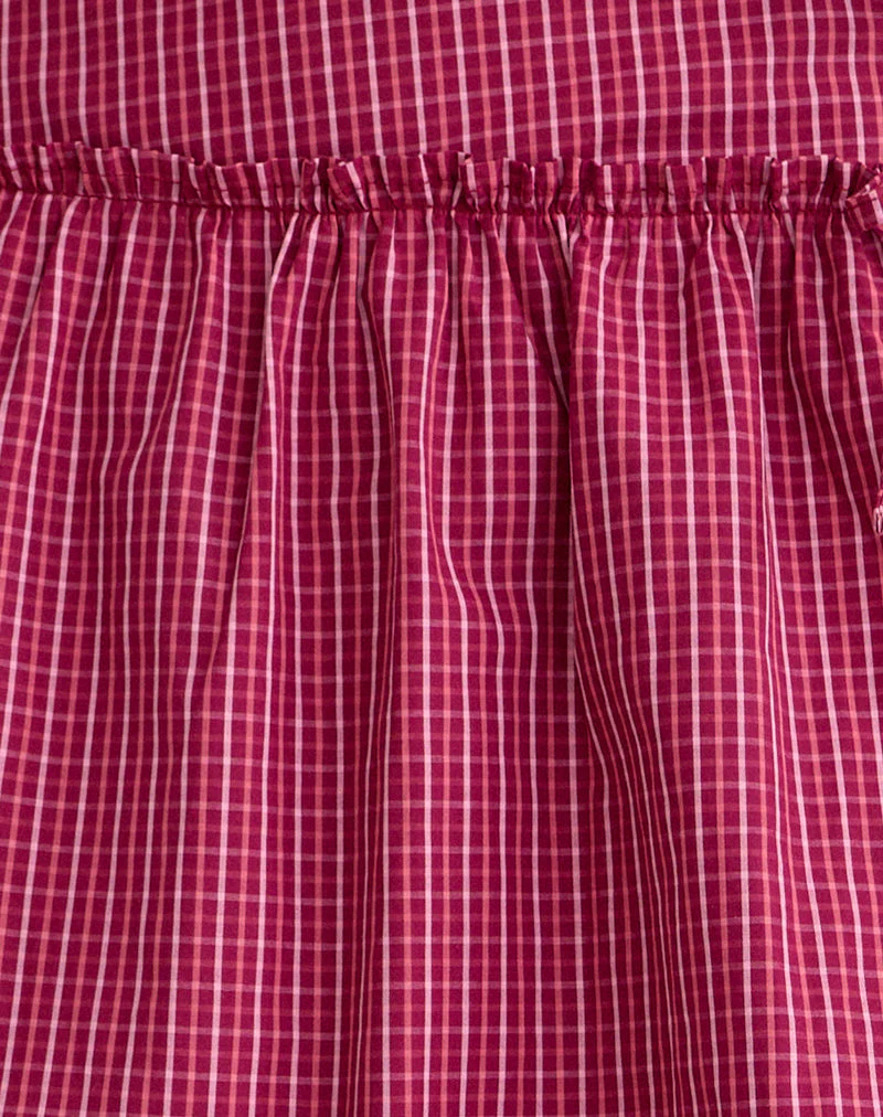 Kasma Skirt in Raspberry Shadow Check - Image 6