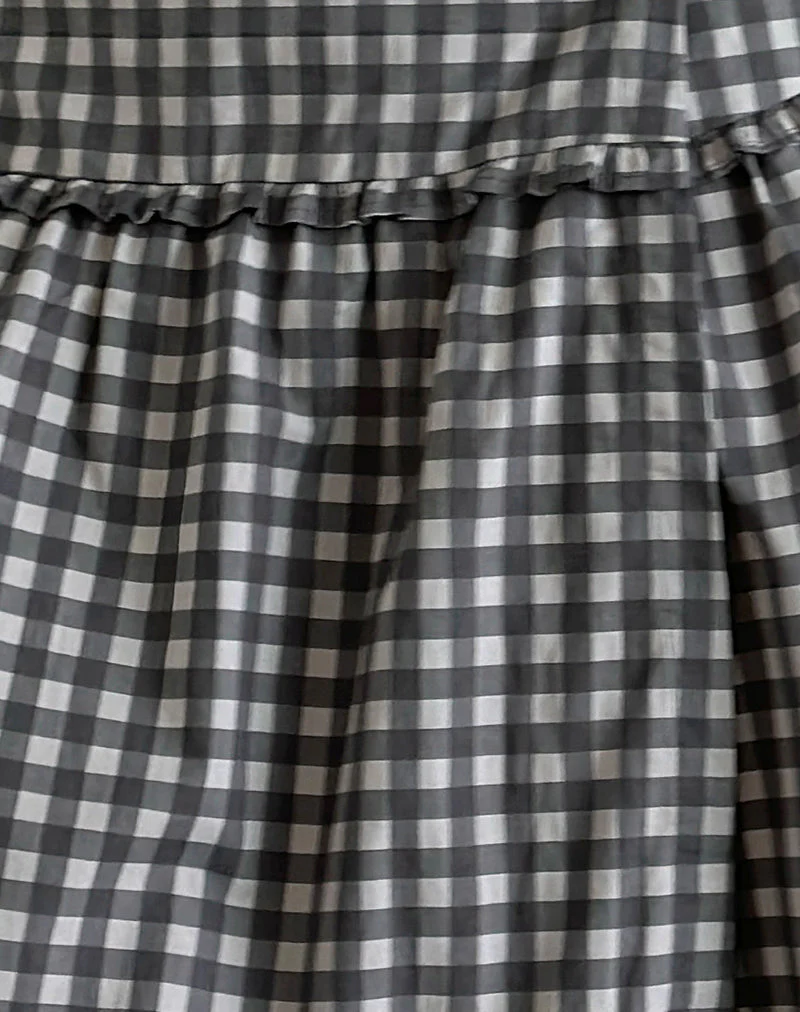 Kasya Midi Skirt in Tonal Gingham Black and Grey - Image 6