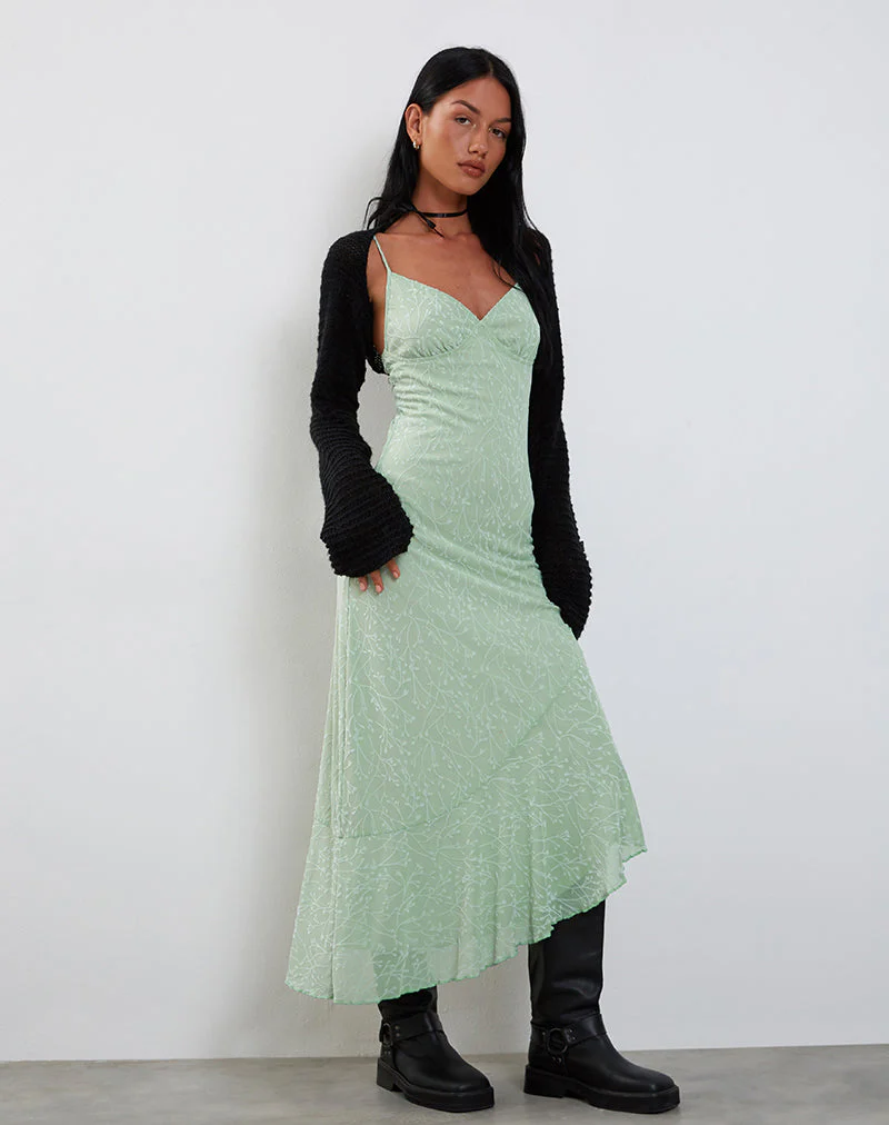 Kavala Midi Dress in Shadow Floral Sage - Image 3