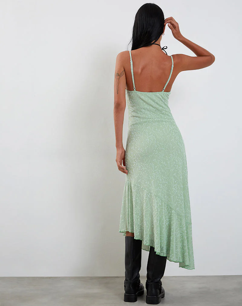 Kavala Midi Dress in Shadow Floral Sage - Image 4