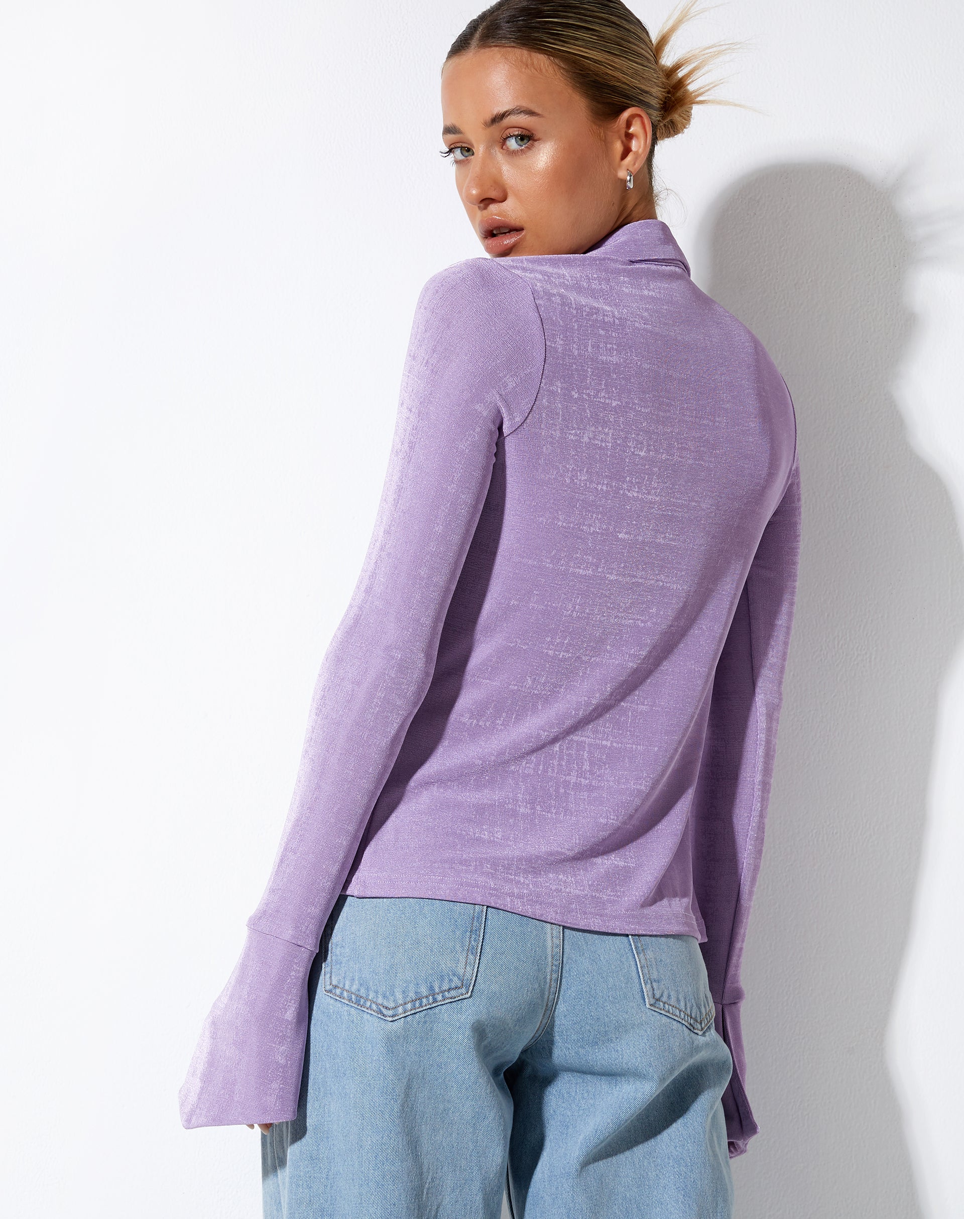Keani Long Sleeve Shirt in Crepe Lavender - Image 2