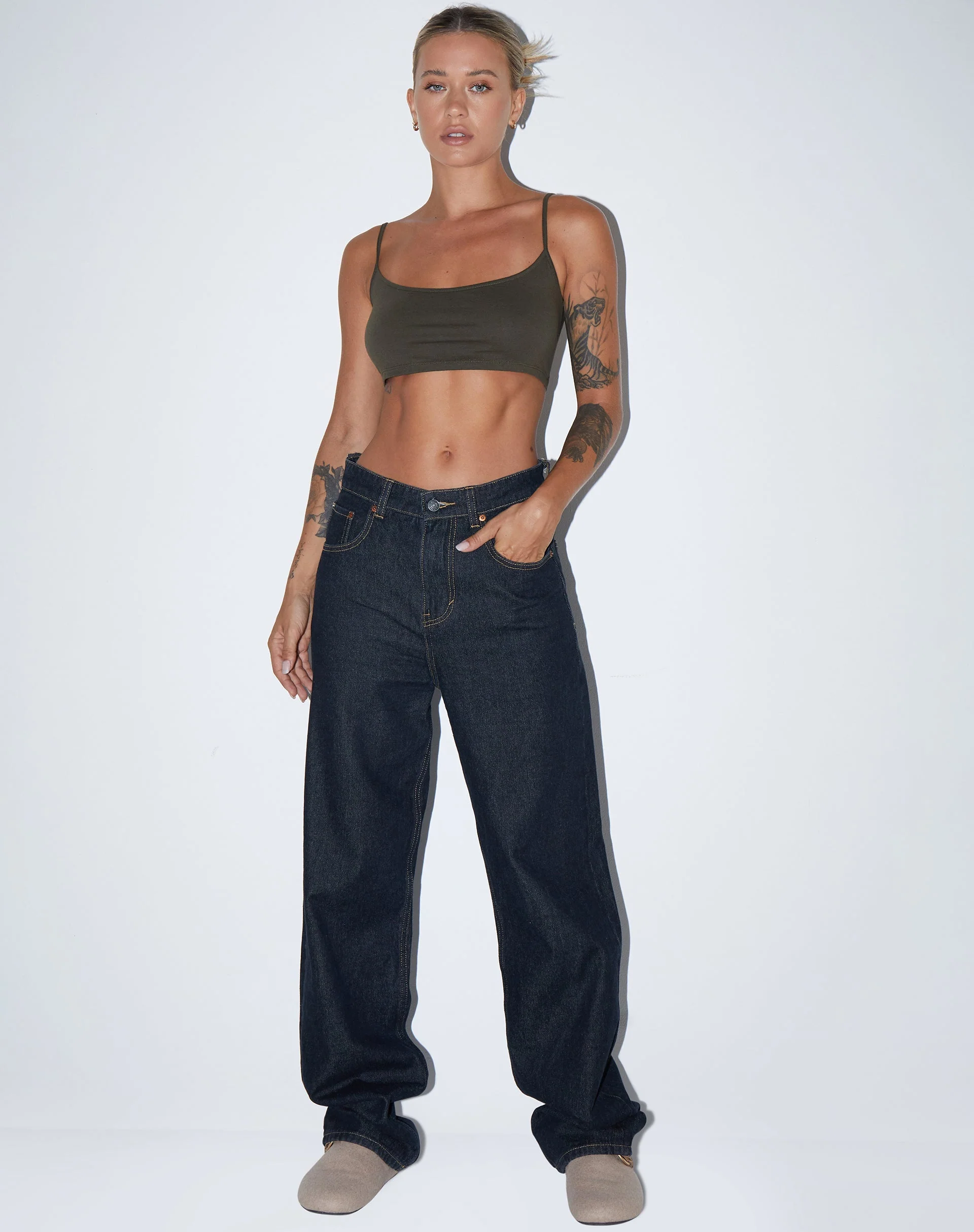 Keenan Crop Top in Lycra Olive - Image 5