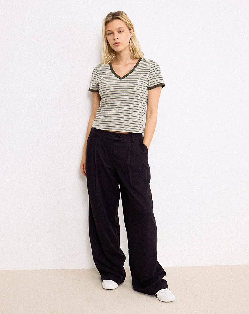 Keiko Top in Stripe Jersey Tonal Brown - Image 2