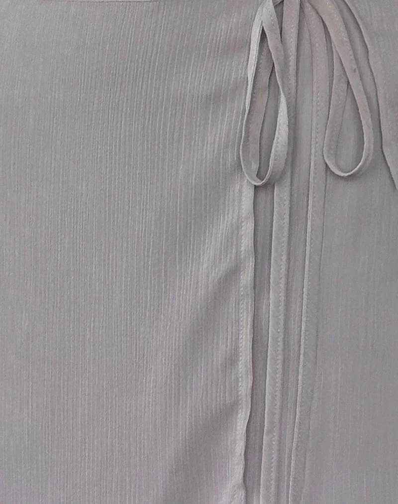 Keira Mini Wrap Skirt in Chiffon Lilac Grey - Image 5