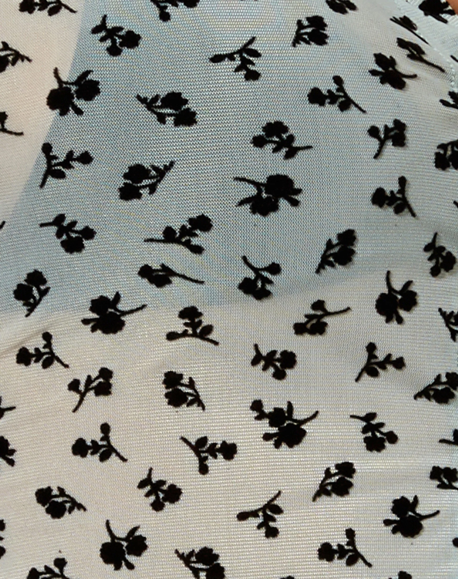 Kella Shirt in Sage Flower Buds Black Flock - Image 5