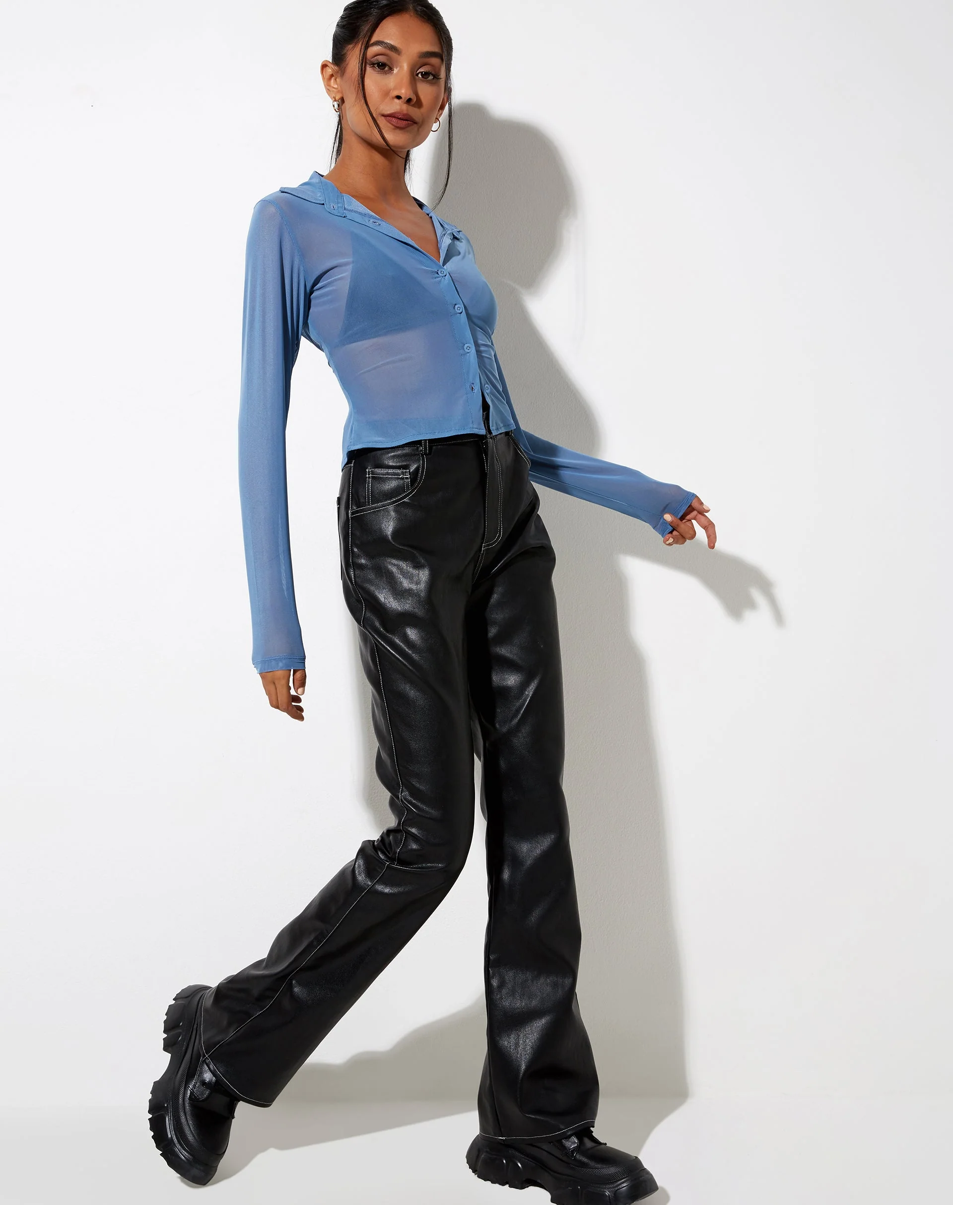 Kelly Shirt in Mesh Blue - Image 4