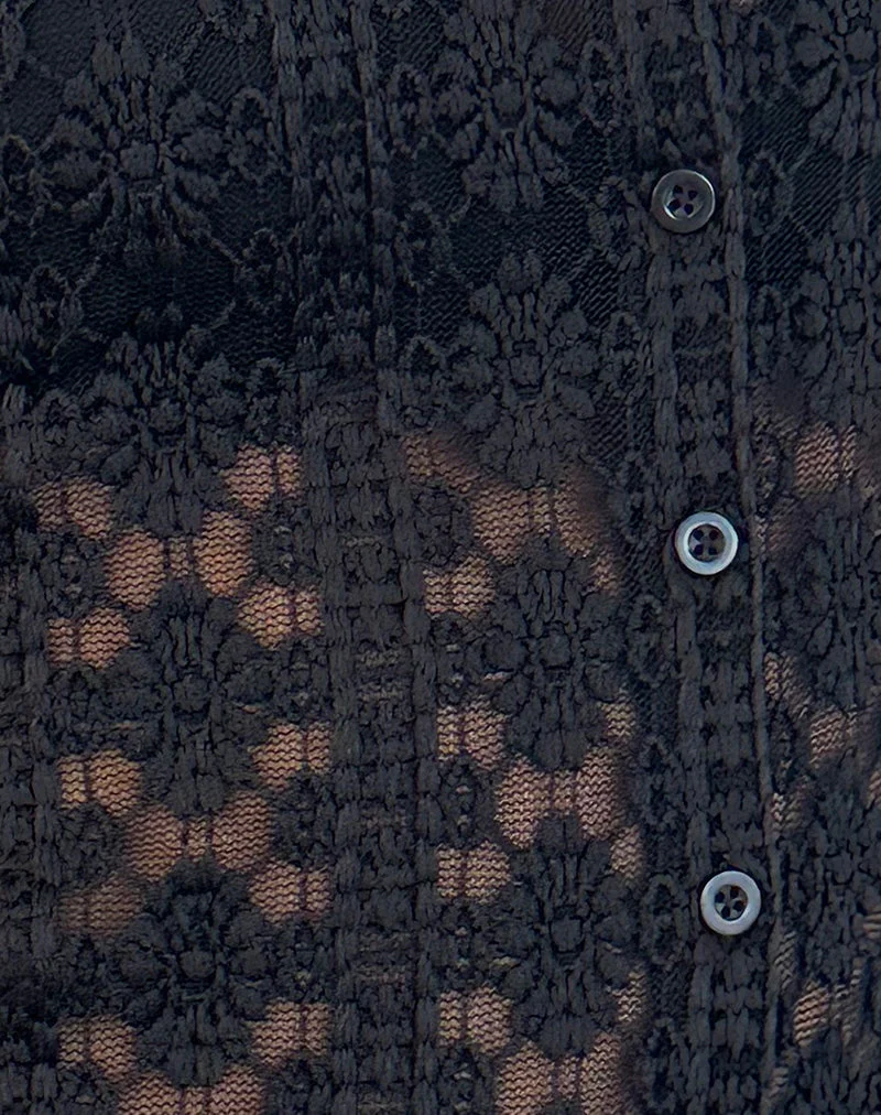 Kenila Shirt in Regal Lace Black - Image 5