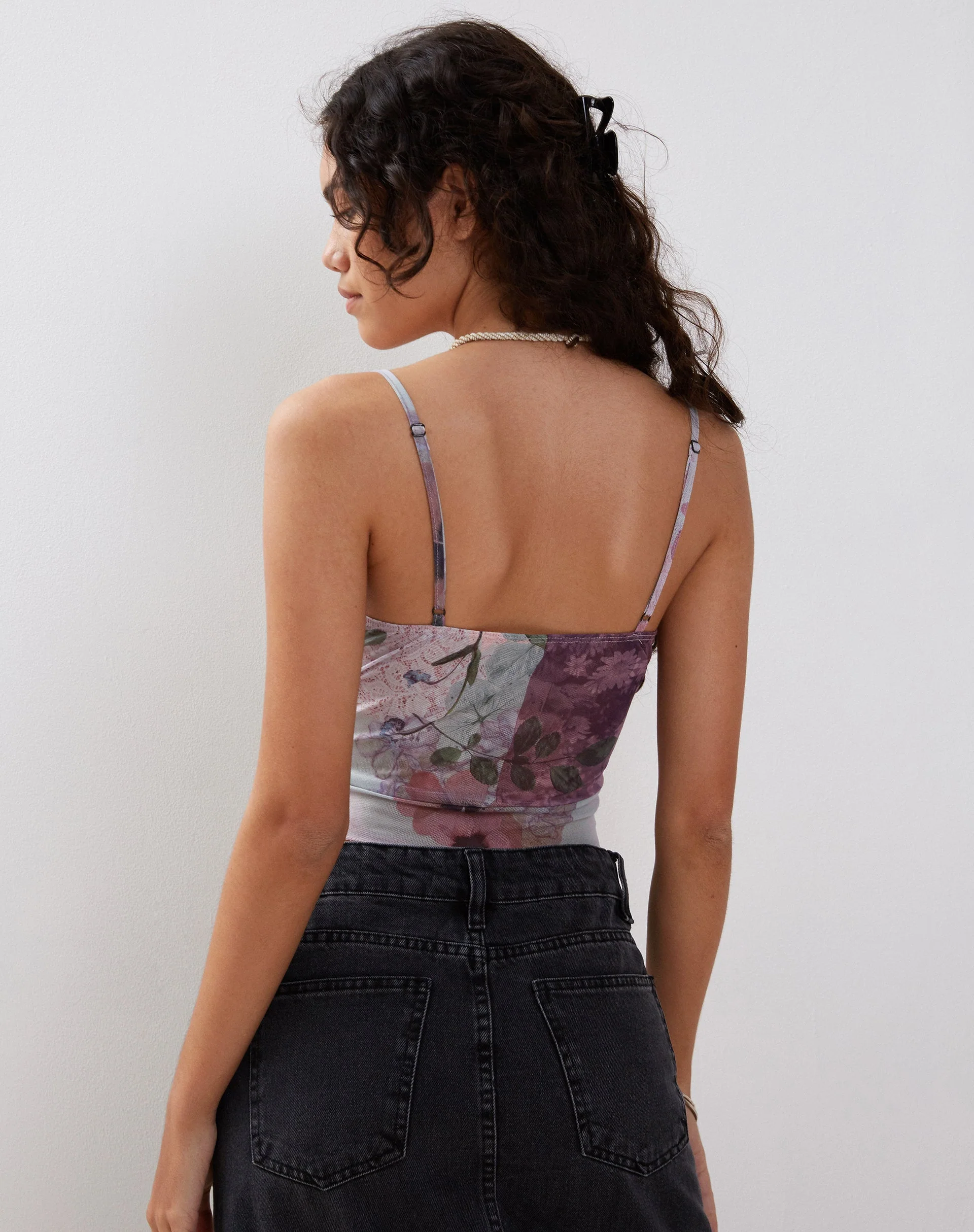 Kikan Cropped Mesh Cami in Abstract Scrapbook - Image 6