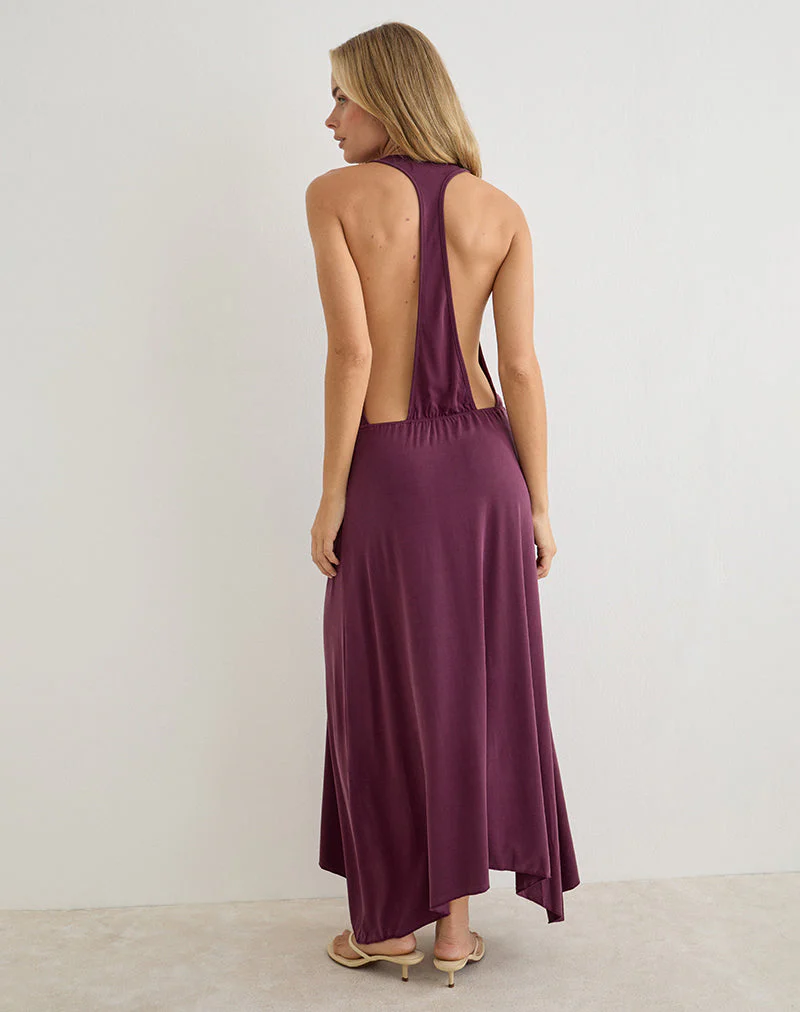Kiku Maxi Dress in Cupro Deep Purple - Image 4