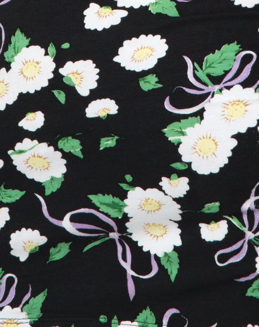 Kimmy Bodycon Skirt in Daisy Ribbon Black - Image 6