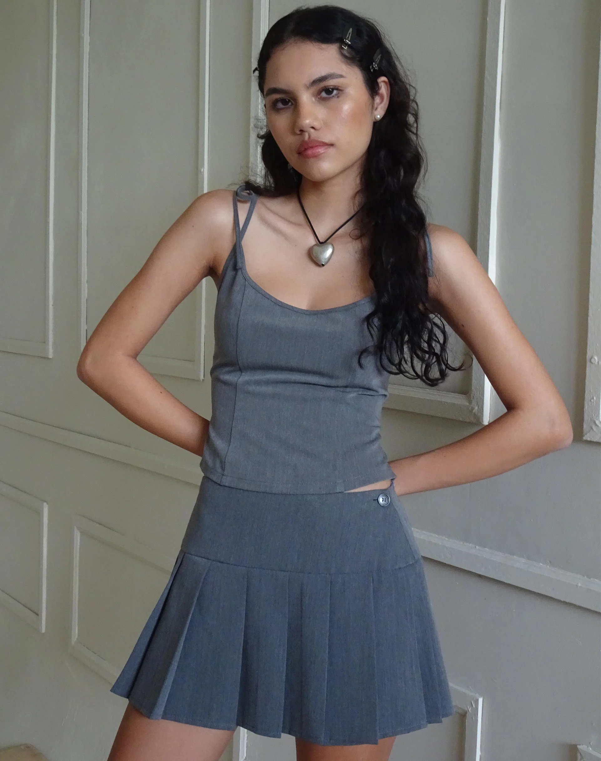 Kiona Corset Top in Charcoal - Image 2